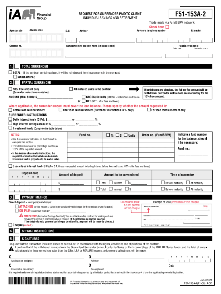  F51 153A 2 Surrender Form 2021-2024