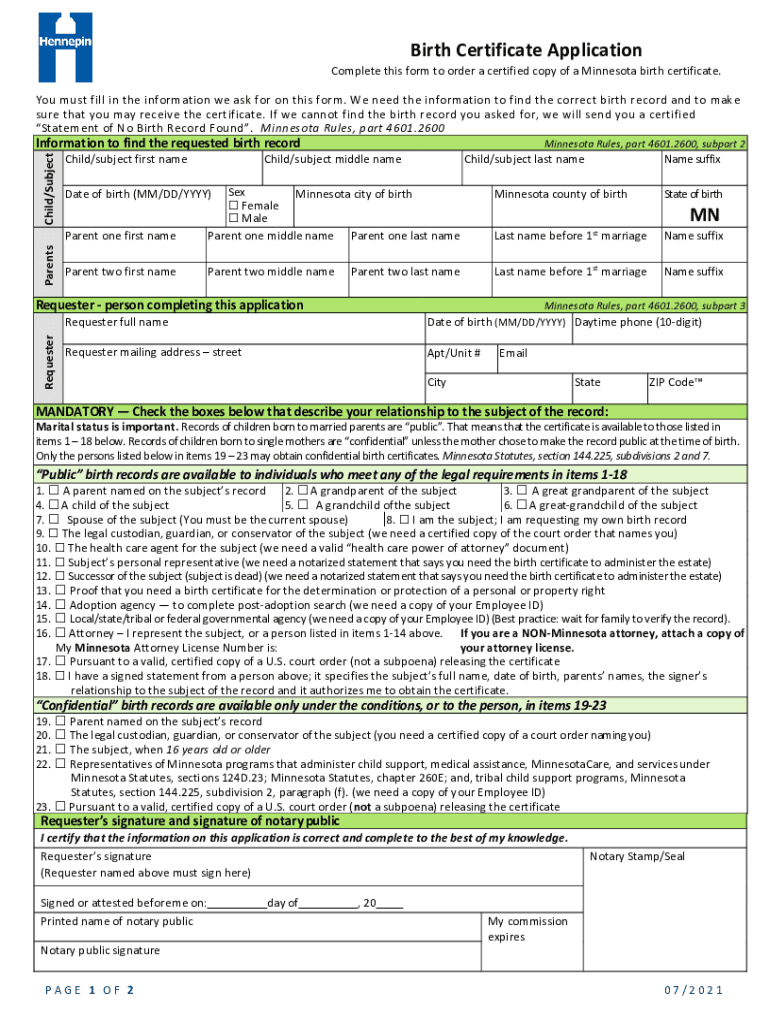  Birth Certificate Application Minnesota Department of HealthBirthHennepin CountyBirth Certificates Minnesota Department of Healt 2021-2024