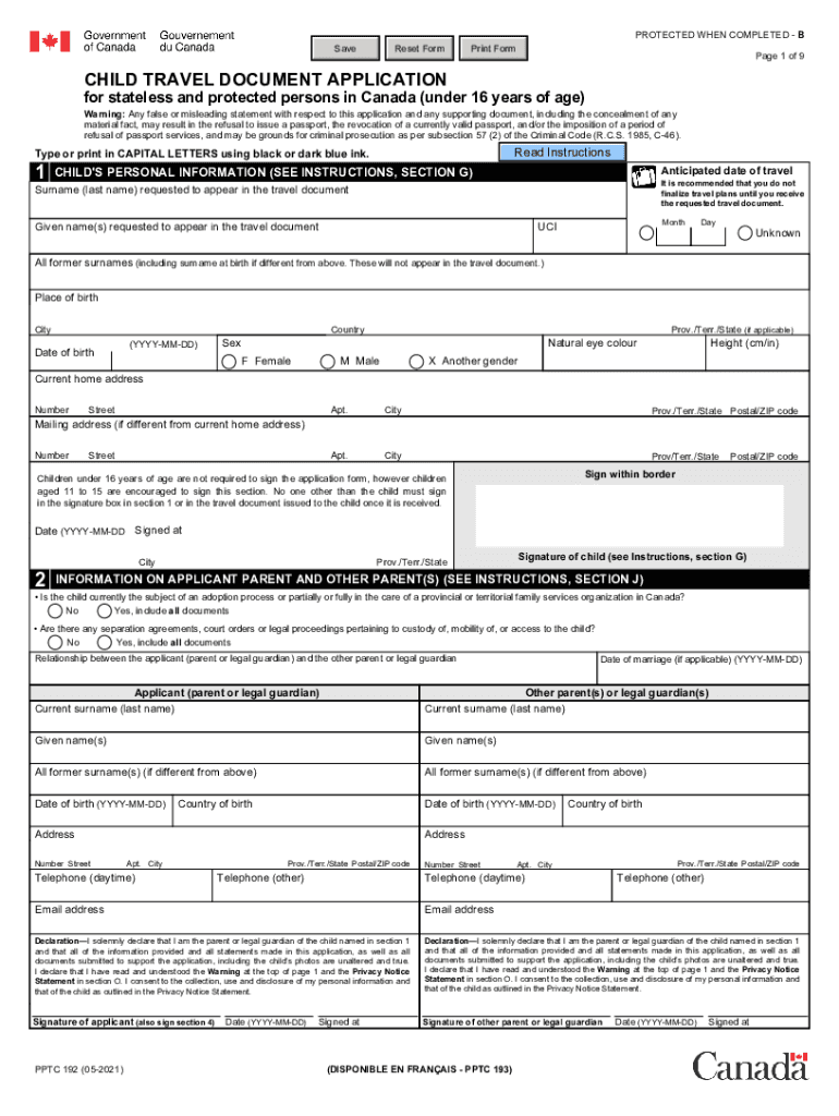  Get the Adult Travel Document Application Form PPTC 190 2021