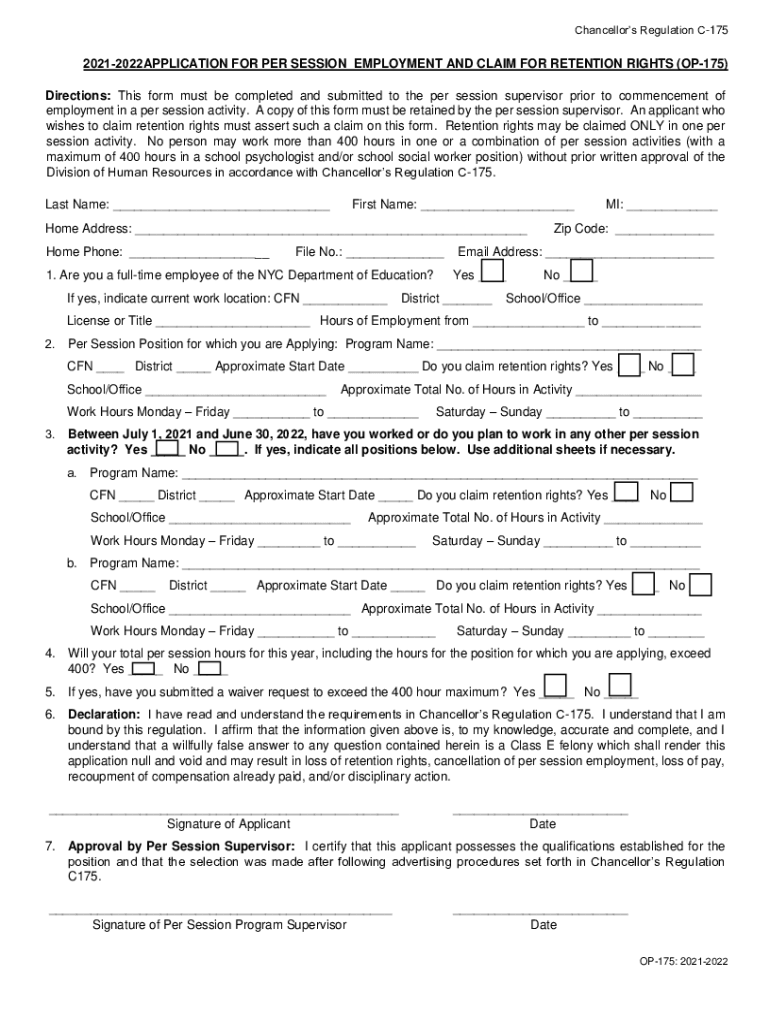  Op 175 Fill Online, Printable, Fillable, BlankpdfFiller 2021-2024