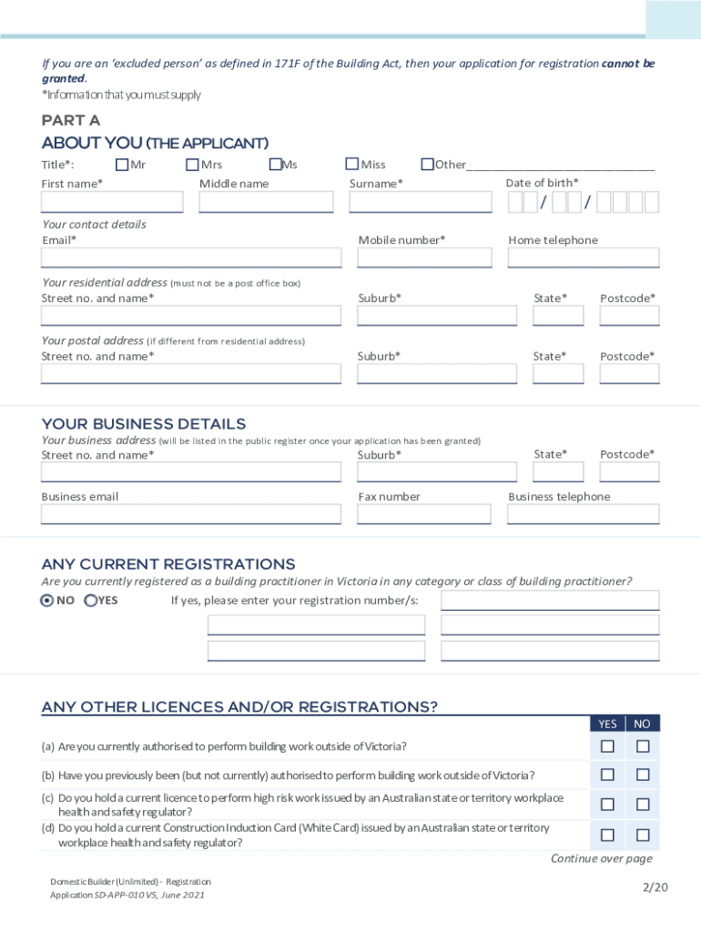 DOMESTIC BUILDER  Form