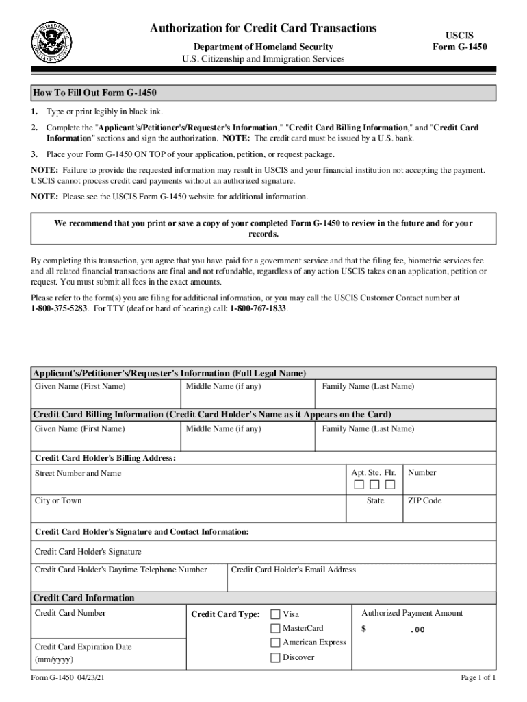  How to Fill Out Form G 1450 2021