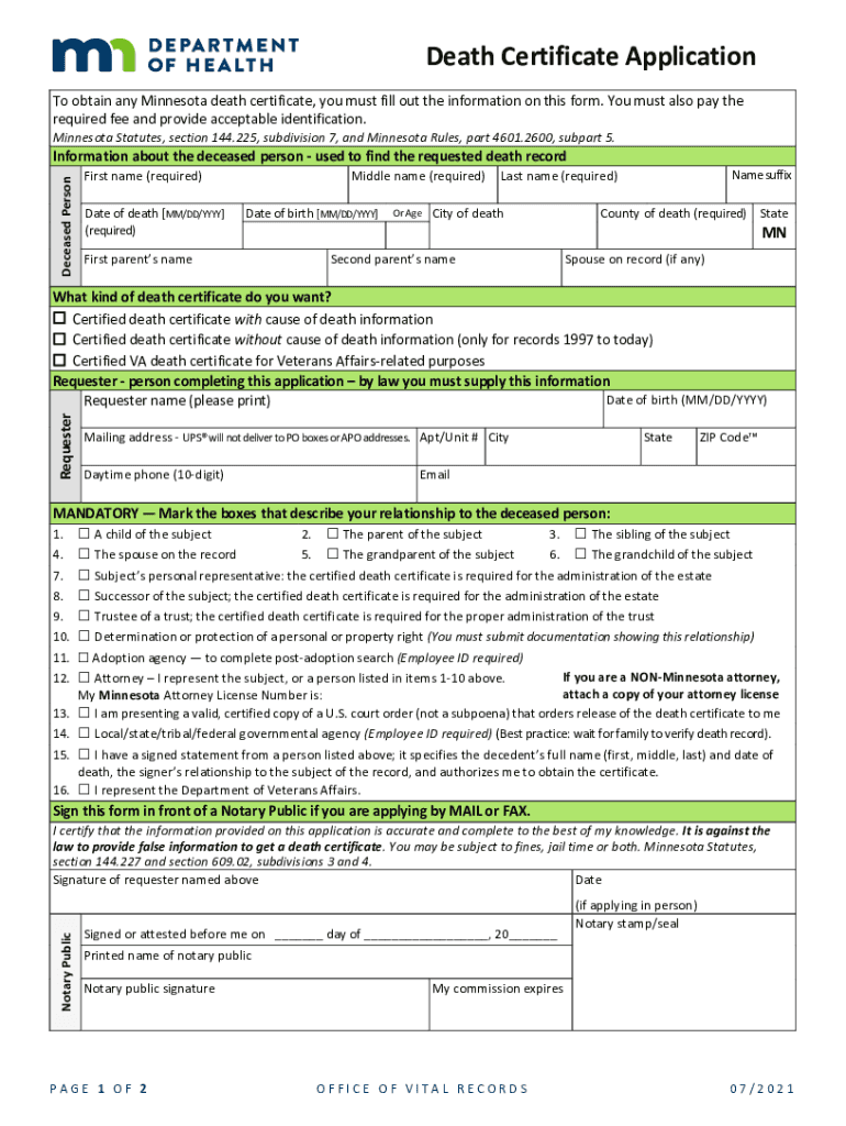 Death Certificates Minnesota Dept of HealthDeath Certificates Minnesota Dept of HealthPhysicians' Handbook on Medical Certificat  Form