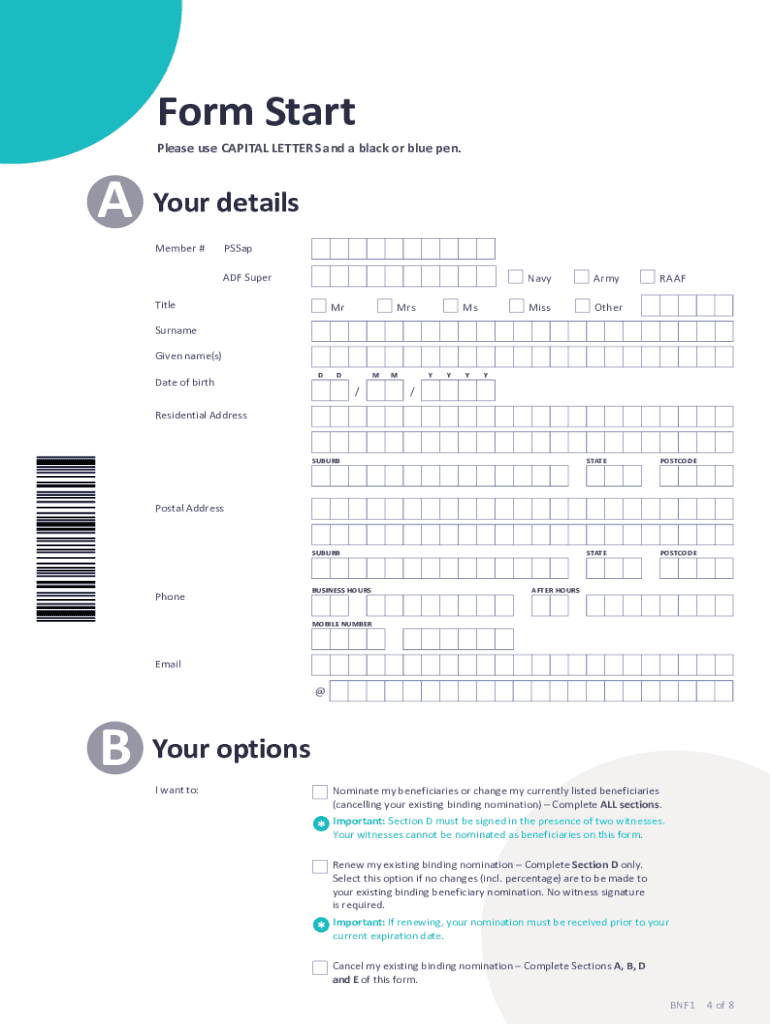 BNF1 Beneficiary Nomination Form BNF1 Beneficiary Nomination Form