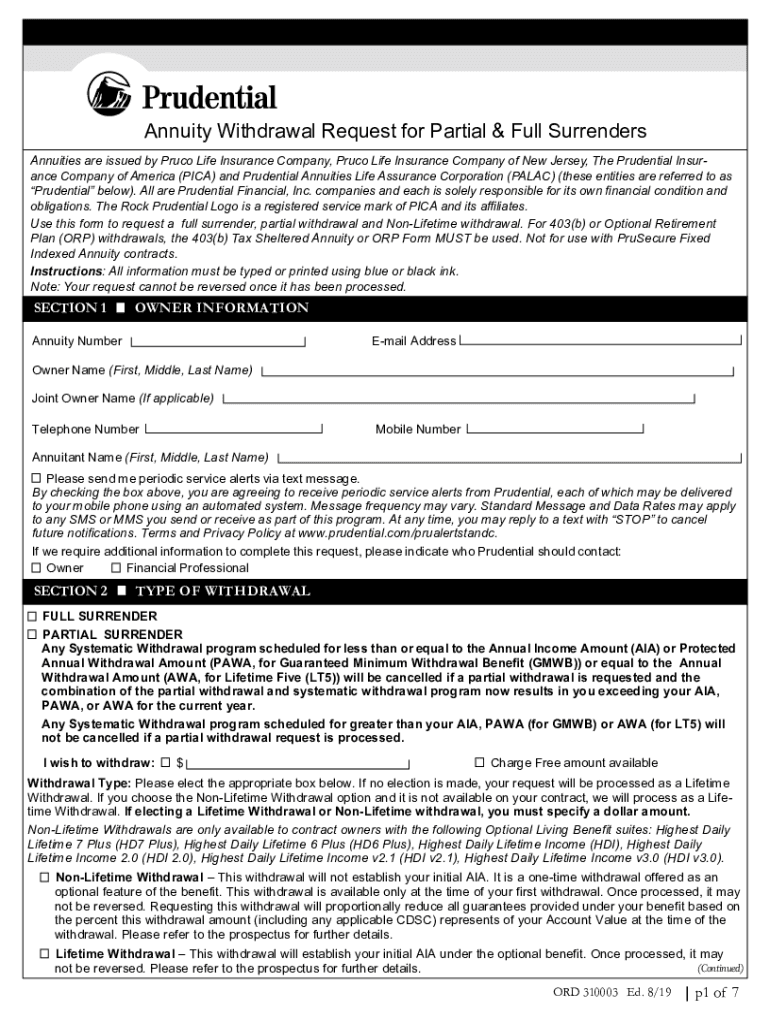  Annuities Are Issued by Pruco Life Insurance Company, Pruco Life Insurance Company of New Jersey, the Prudential Insurance Compa 2019-2024