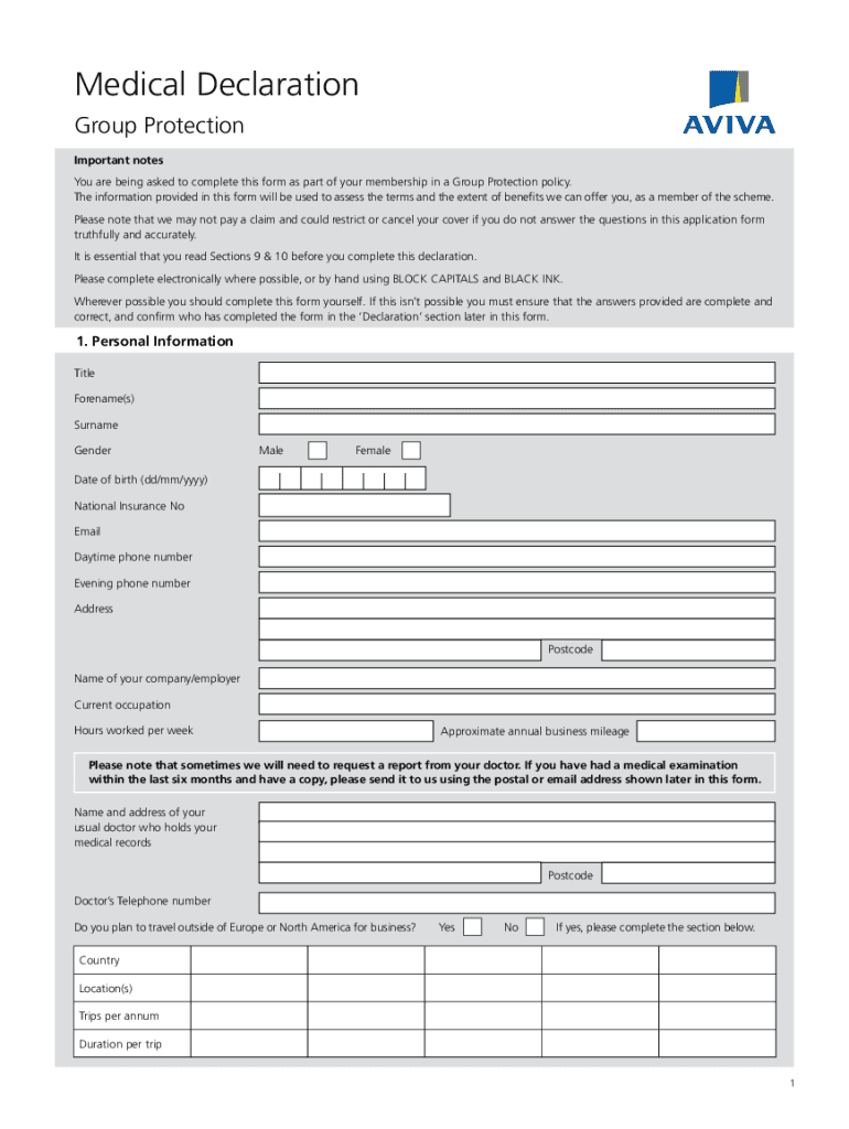 You Are Being Asked to Complete This Form as Part of Your Membership in a Group Protection Policy