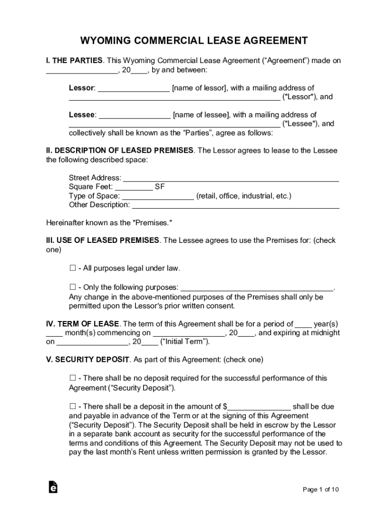  This Wyoming Commercial Lease Agreement Agreement Made on 2022-2024