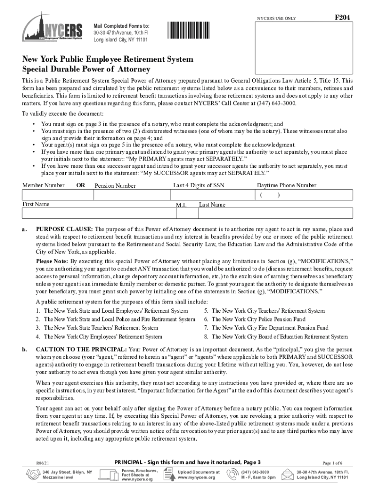  Form #204 New York City Employees' Retirement System 2021-2024