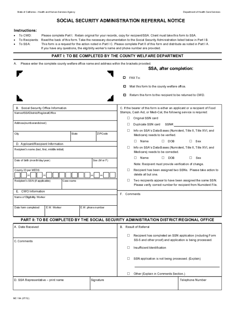  Retain Original for Your Records, Copy for RecipientSSA 2012-2024