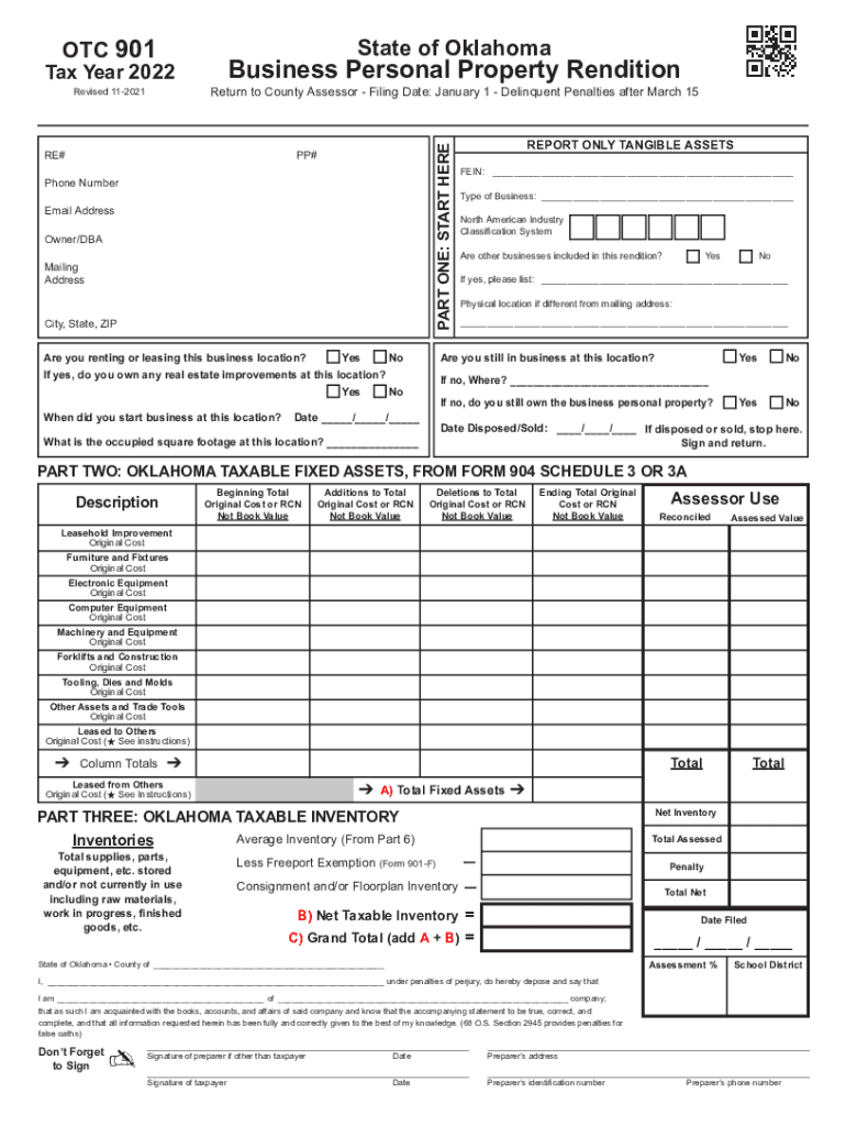  Form 901 Business Personal Property Rendition 2022