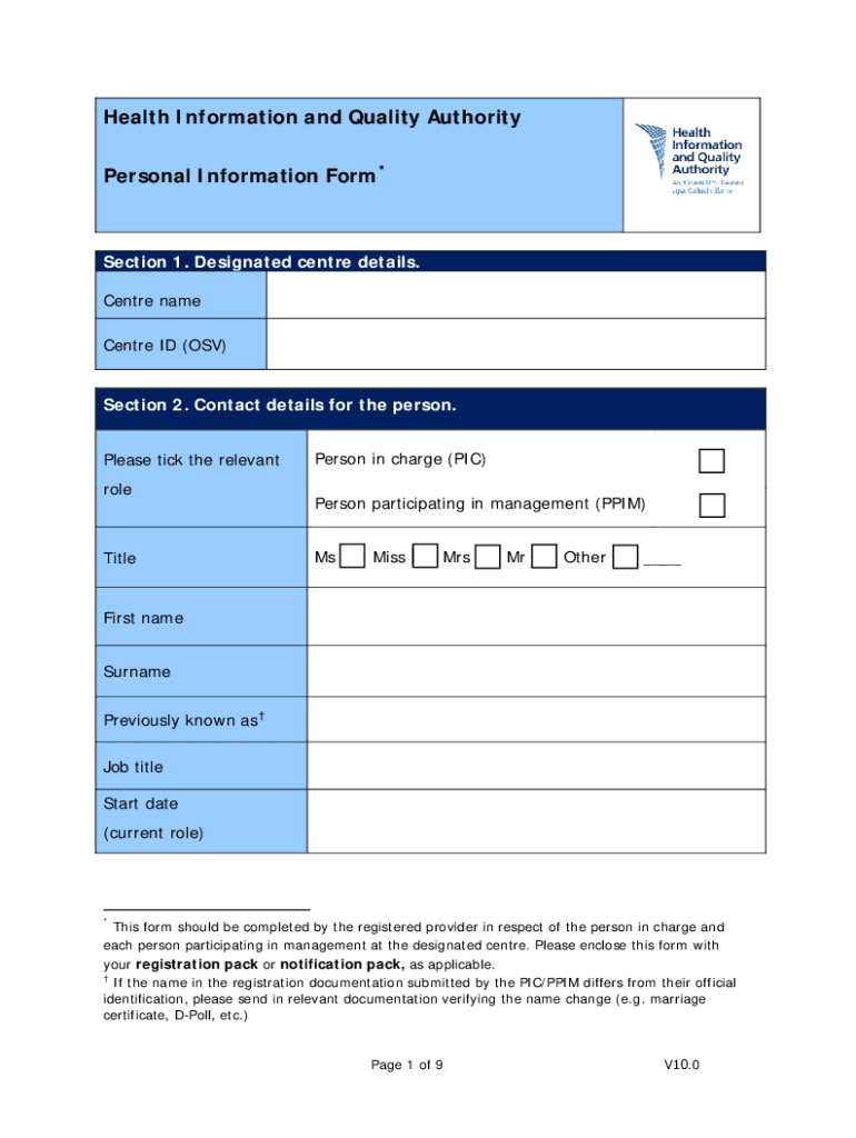 Health Quality Authority Information