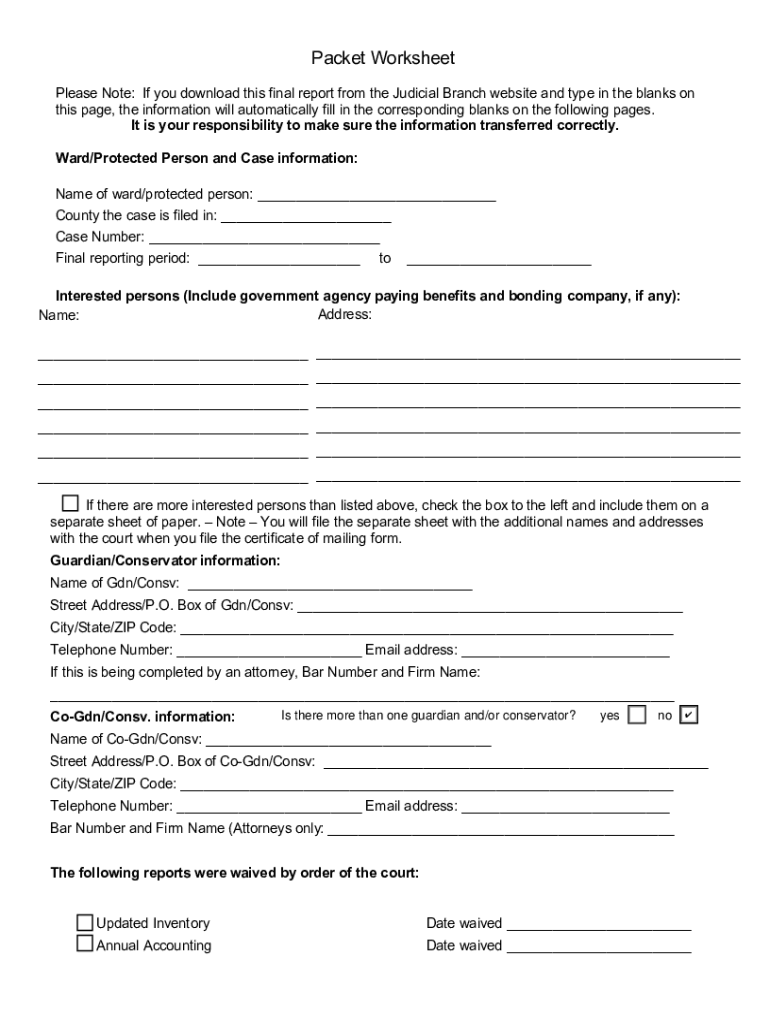 FINAL ACCOUNTING PACKET Who May Use This Packet? Updated  Form