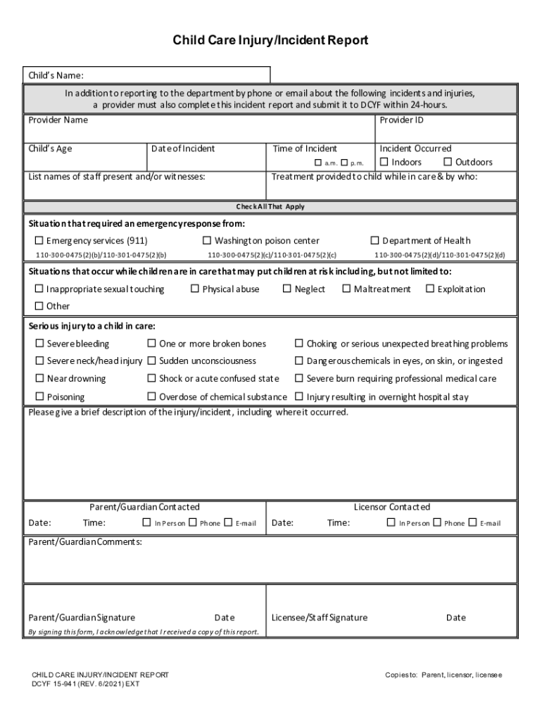 How to Effectively Report AccidentsInjuries to ParentsThe  Form