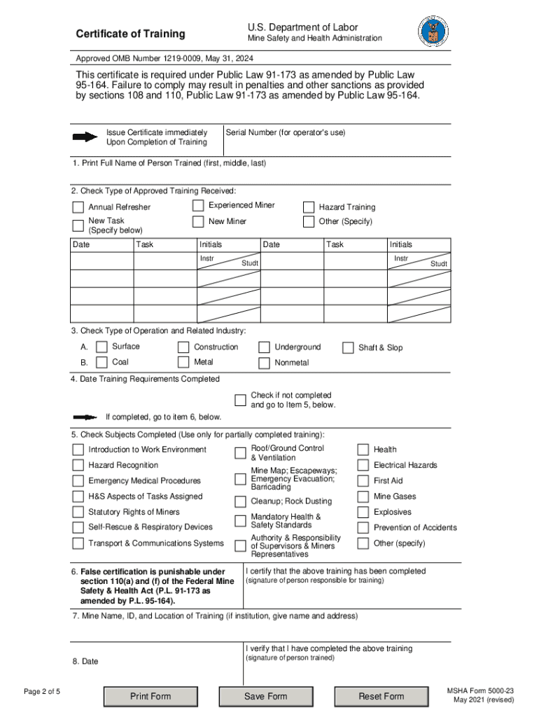  DoL MSHA 5000 23 2021-2024