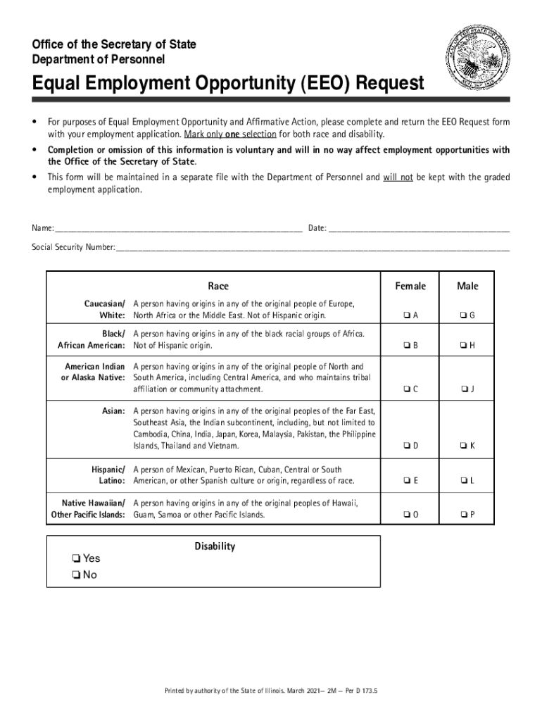  Equal Employment Opportunity EEO Request 2021-2024