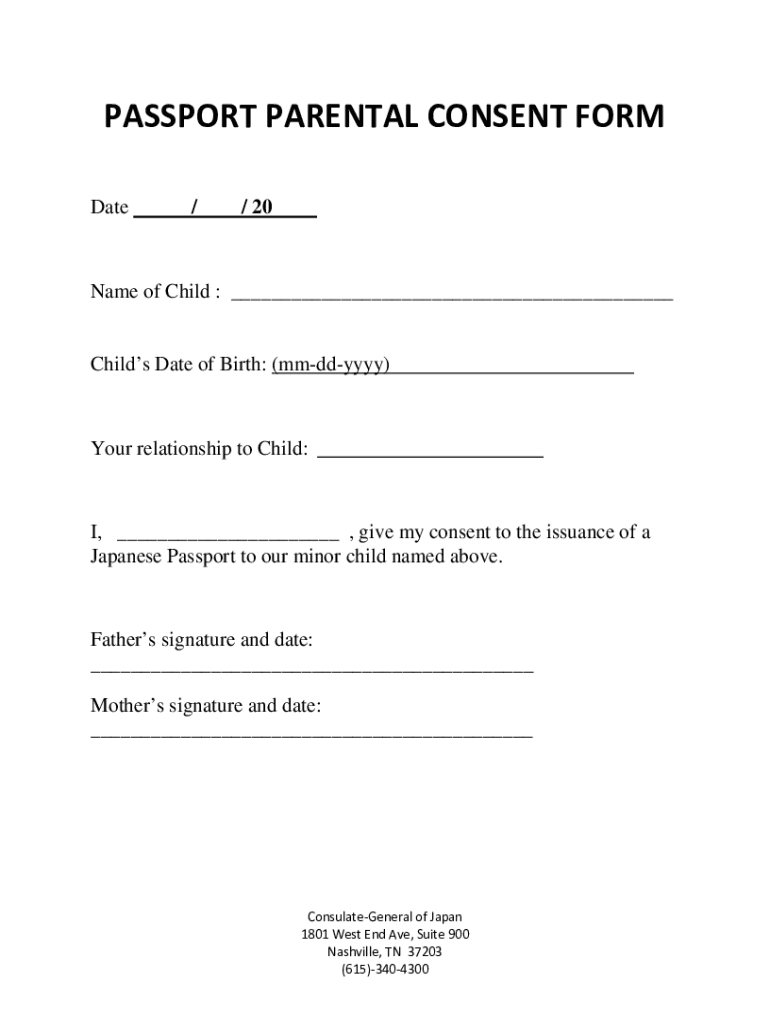 PASSPORT PARENTAL CONSENT FORM