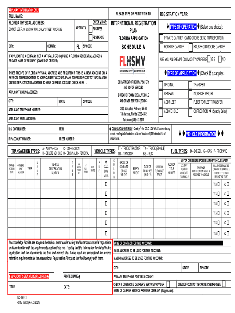  IRP Florida Application 2021-2024