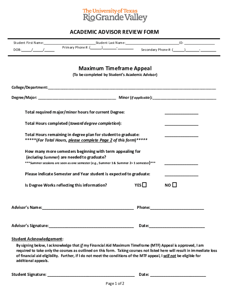 Academic Advisor Form