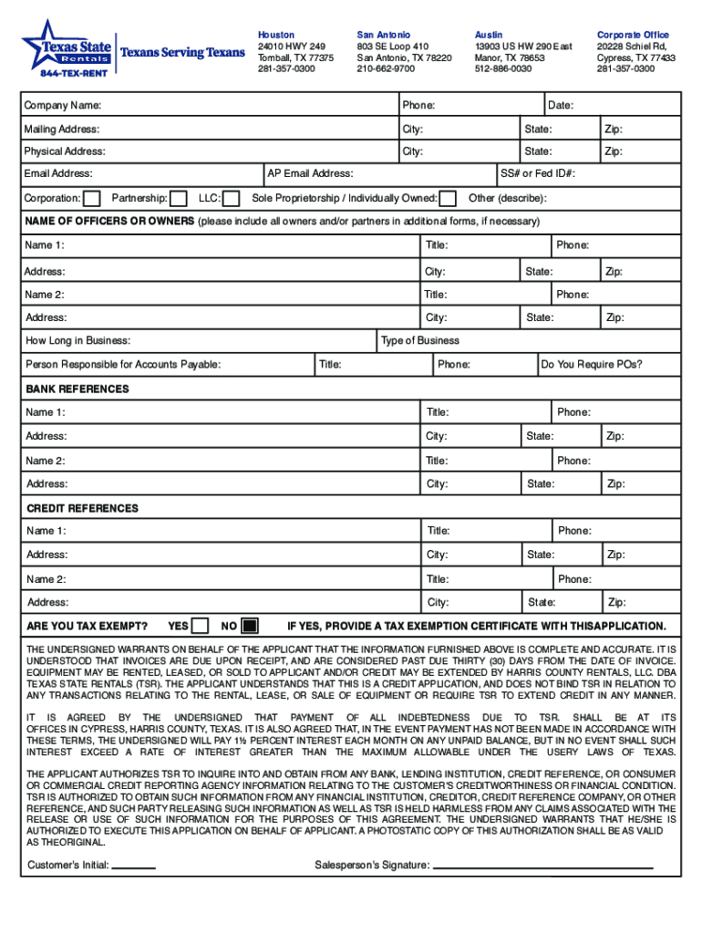 New Credit Application  Form