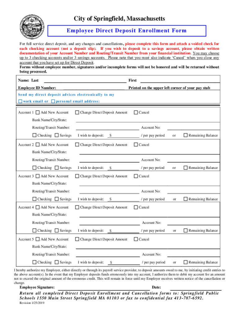 Employee Direct Deposit Enrollment Form