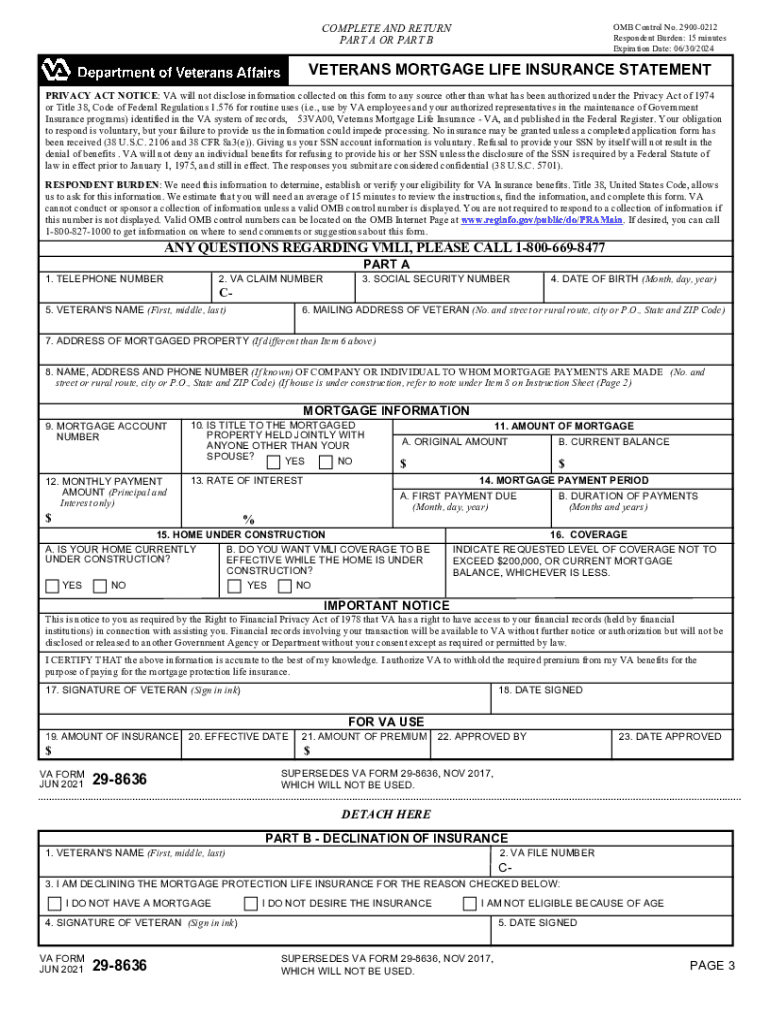  VA Form 8636 2021-2024