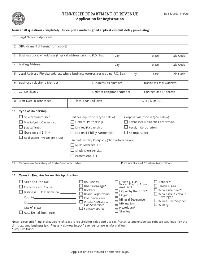 Tn Application Registration  Form