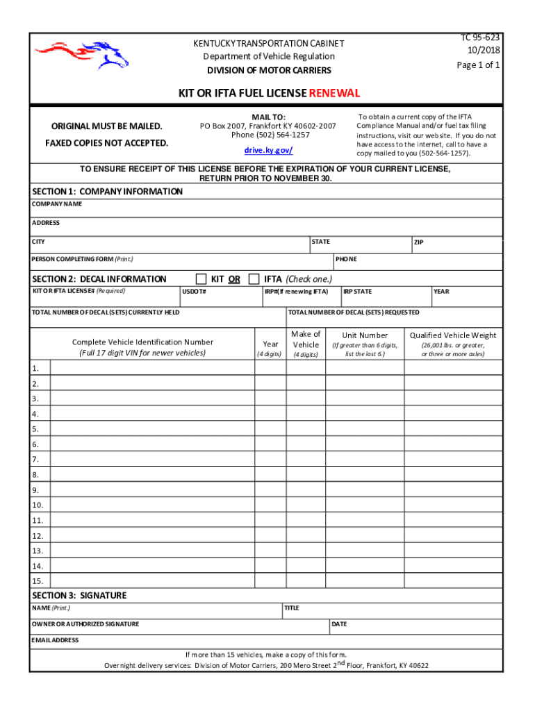  KIT or IFTA FUEL LICENSE RENEWAL 2018-2024