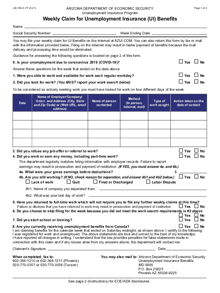  Arizona Unemployment 2021