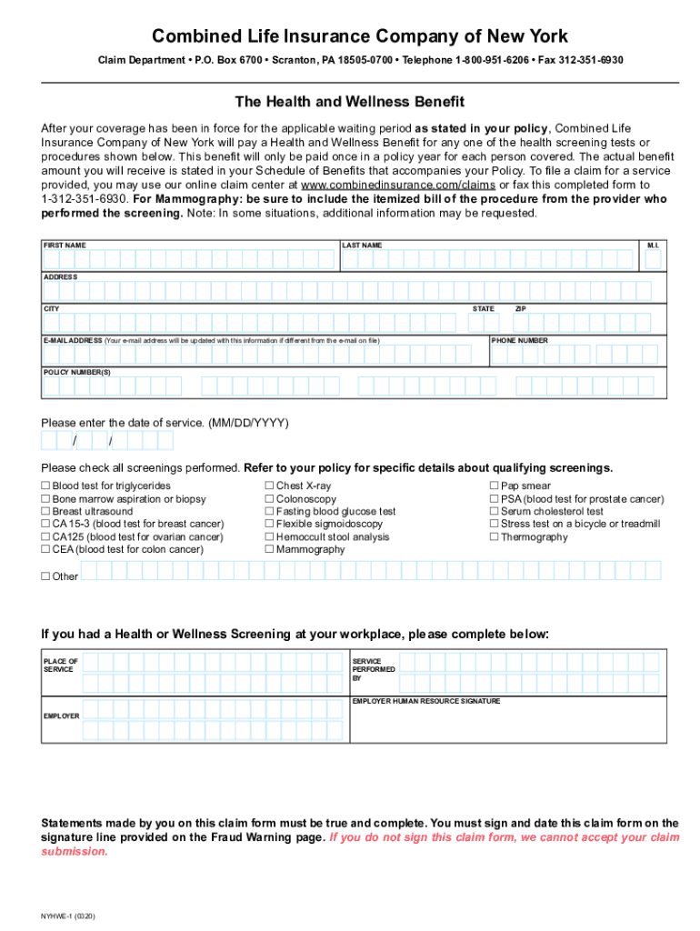 Health Wellness Benefit Form