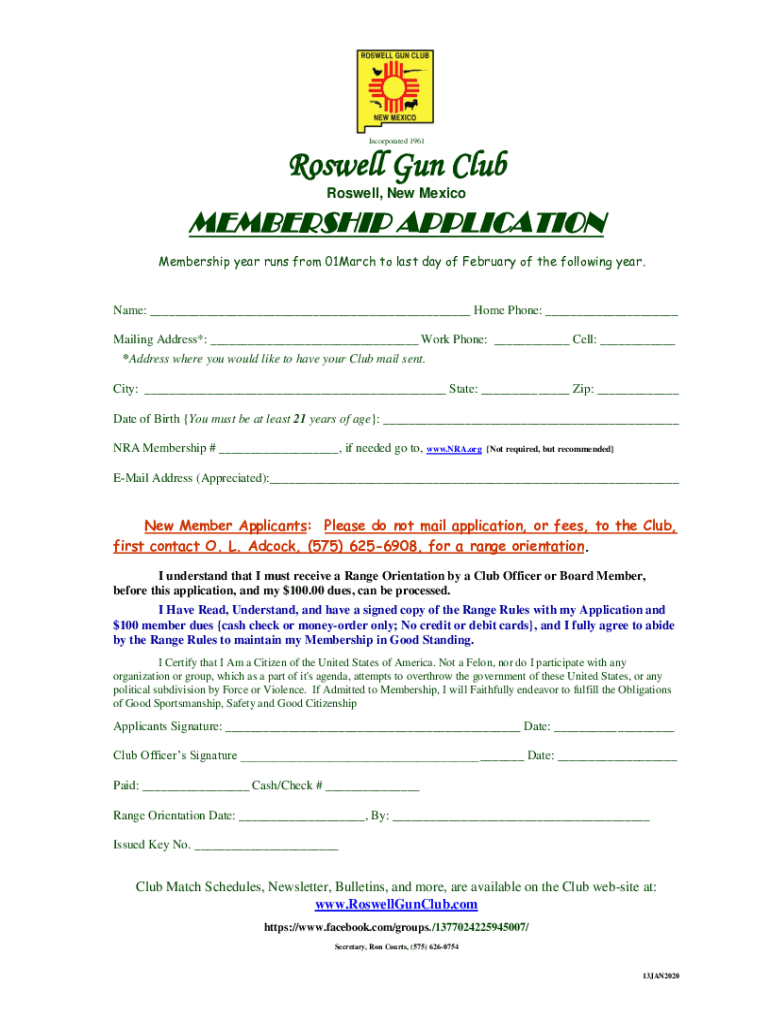 Join the Club Roswell Gun Club  Form