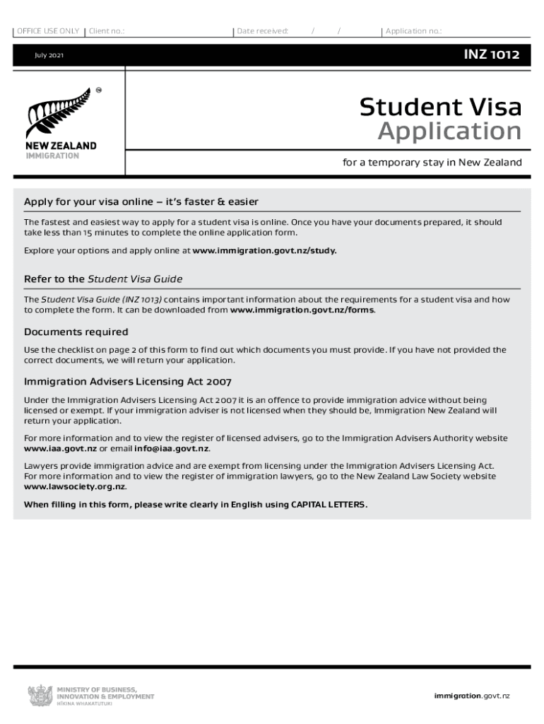  Form NZ INZ 1015 Fill Online, Printable 2021