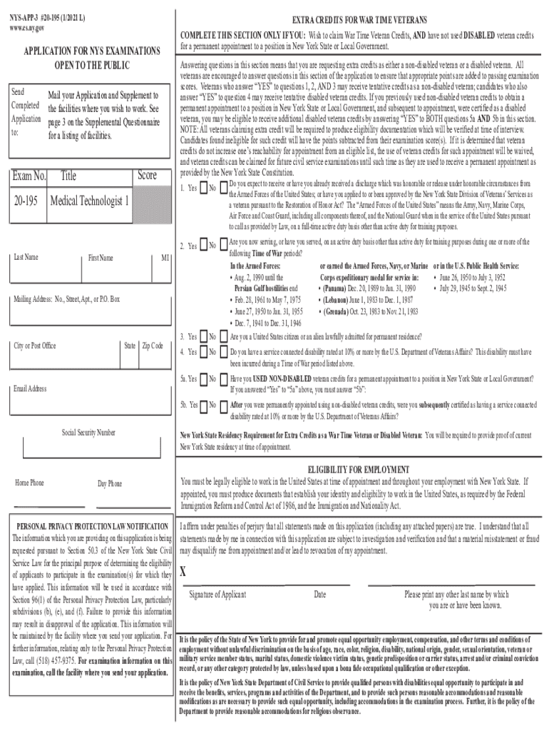Form NYS APP 3 #20 195 Download Fillable PDF or Fill