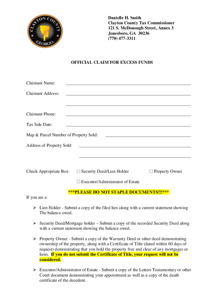 Terry L Basin Clayton County Tax Commissioner 121  Form