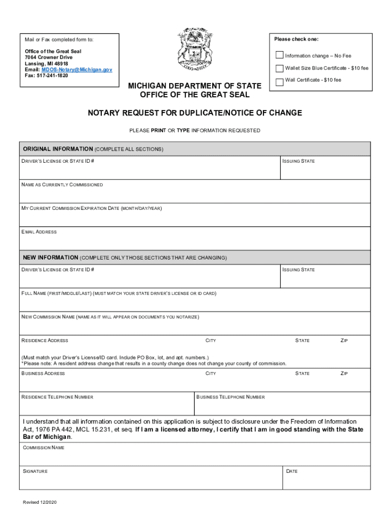 Get and Sign State of Michigan Notary Form' Keyword Found Websites 2020-2022