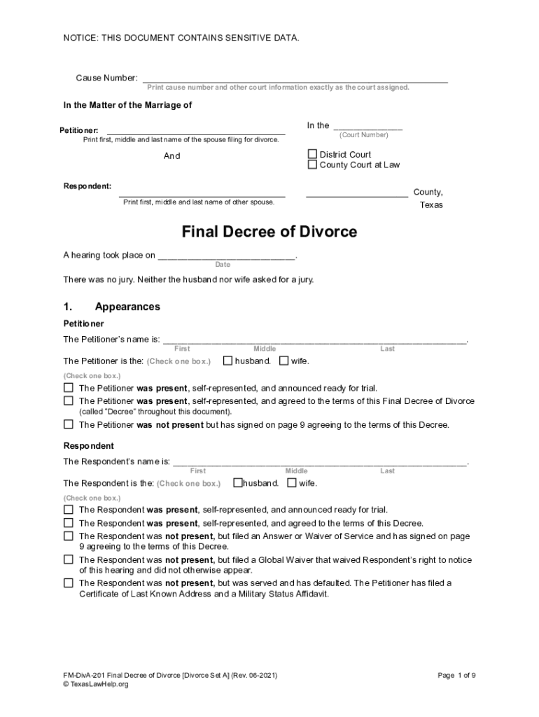  Default Divorce Forms SET C Harris County Law Library 2021-2024