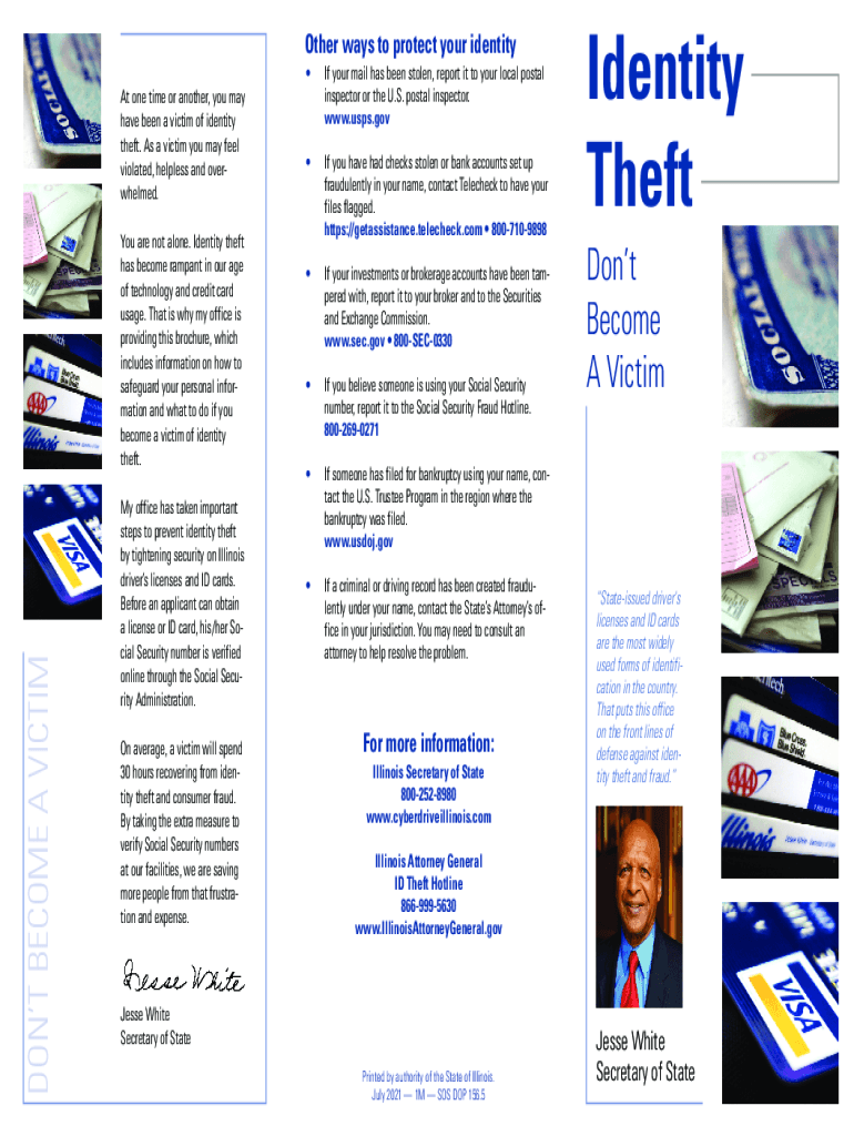  Illinois Secretary of State Police Identity Theft Don't Become a Victim 2021-2024