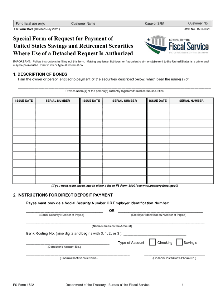 PDF FS Form 1522 TreasuryDirect Fill and Sign Printable