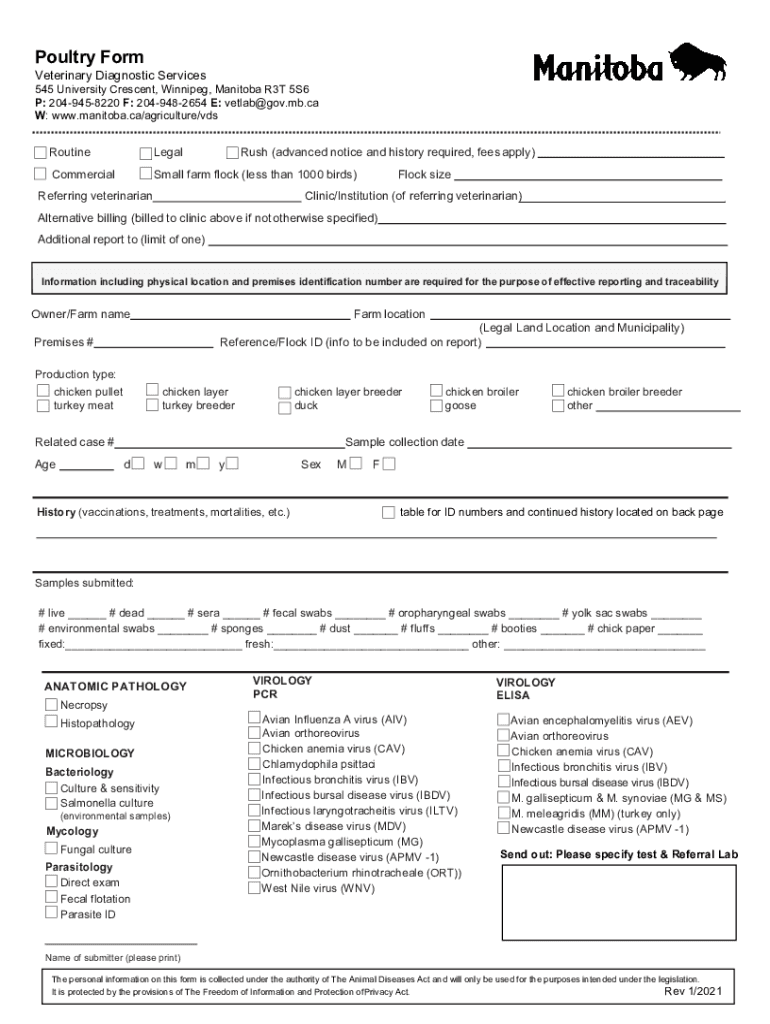 Canada Poultry Form Manitoba Province Fill