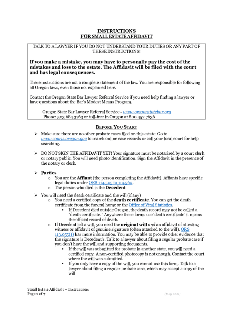 For SMALL ESTATE AFFIDAVIT Fill Out and Sign Printable  Form