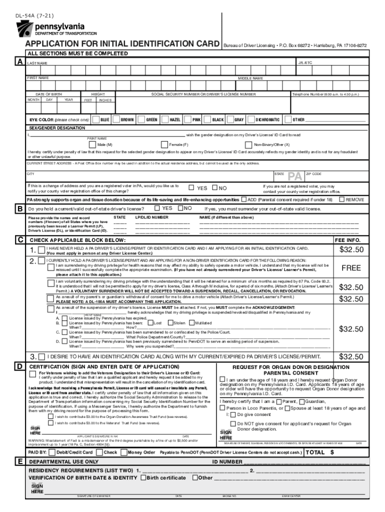  Pa Identification Card 2021