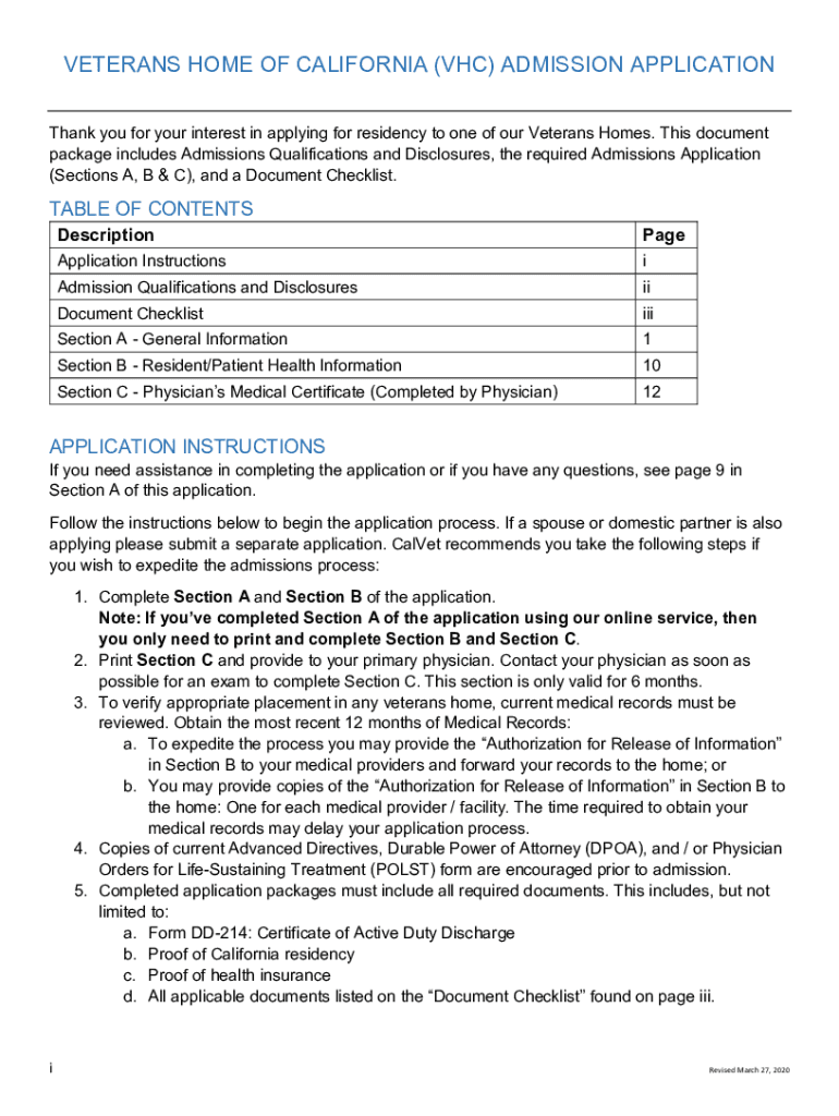  Vhc Admission Application Form Fill and Sign Printable 2020-2024