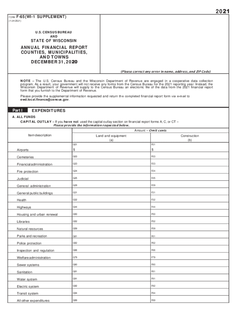 U S Census Bureau Annual Financial Report  Form