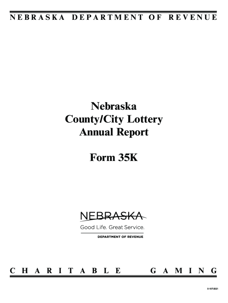 Nebraska LotteryRaffle Annual Report Form 35B