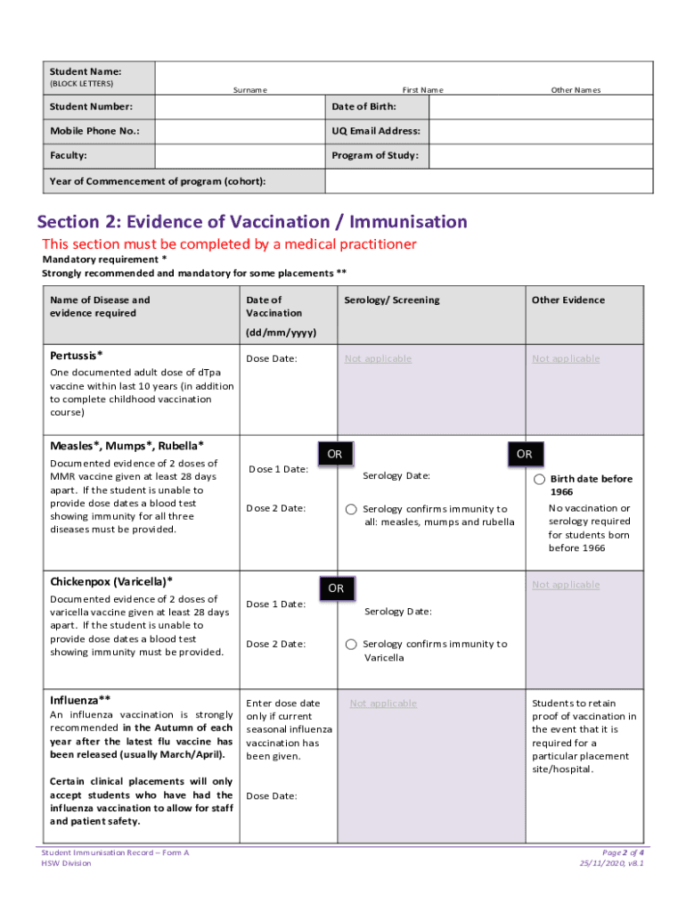 Get and Sign AU UQ Form a Fill and Sign Printable Template