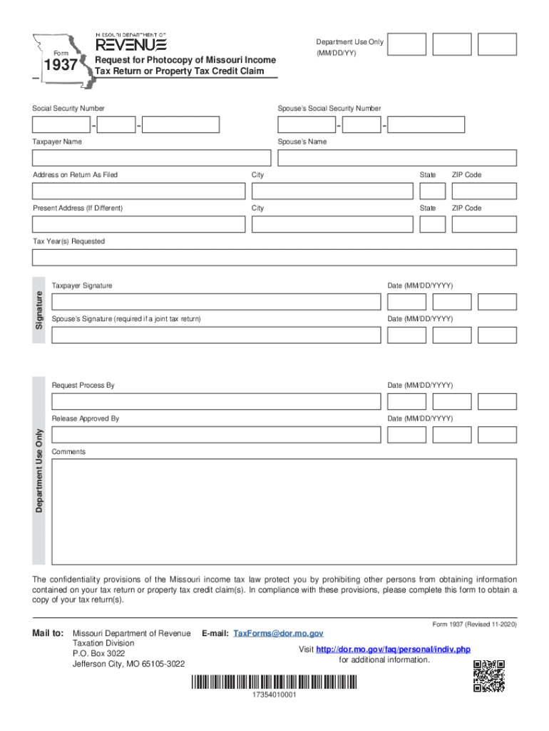  Form 1937 Missouri Fill Online, Printable, Fillable 2020