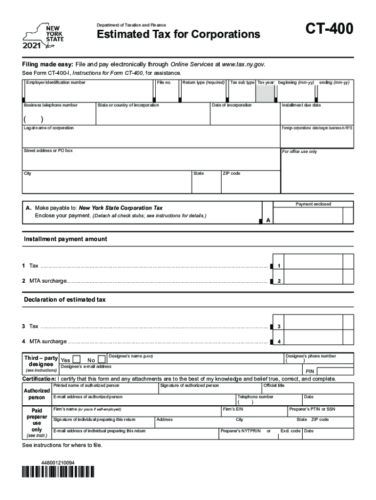 Form CT 400 Department of Taxation and Finance NY Gov