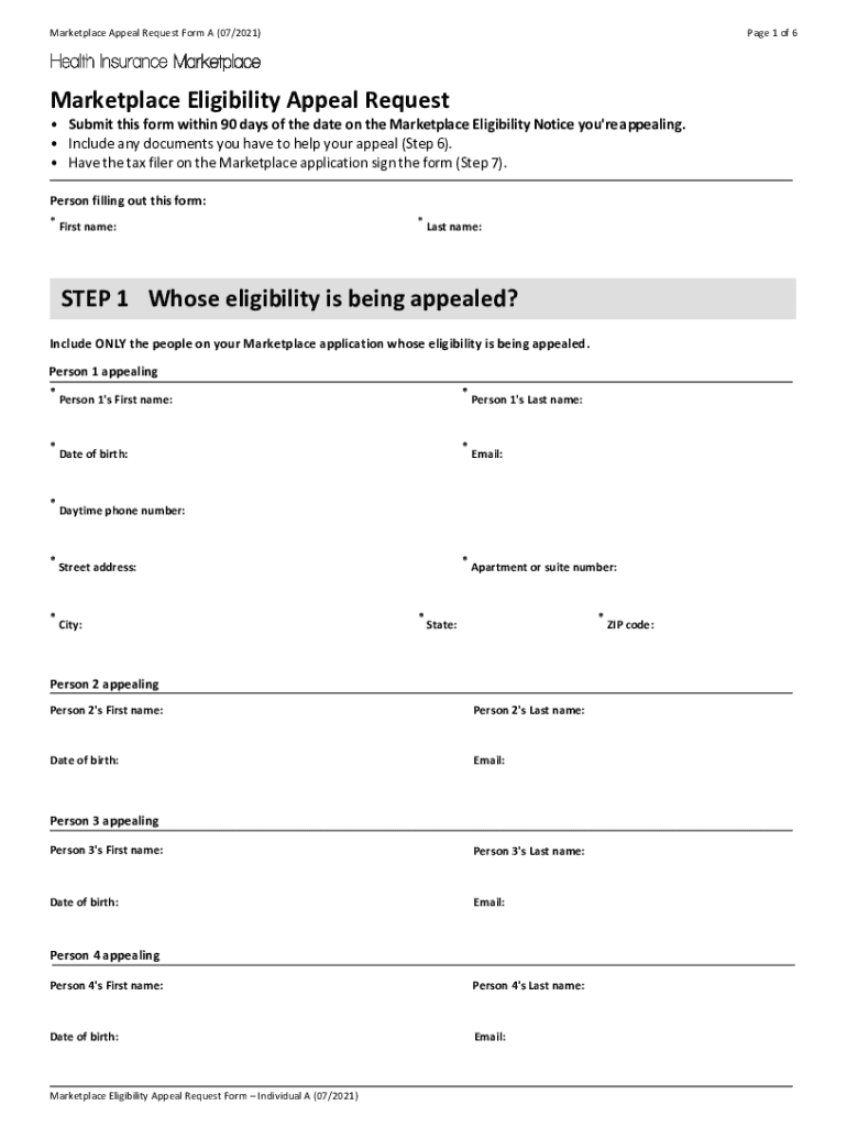 Marketplace Appeal Request Form a 07 Marketplace Appeal Request Form a