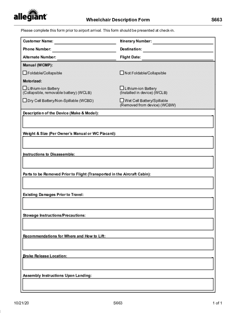 Wheelchair Description FormS663Please Complete Thi