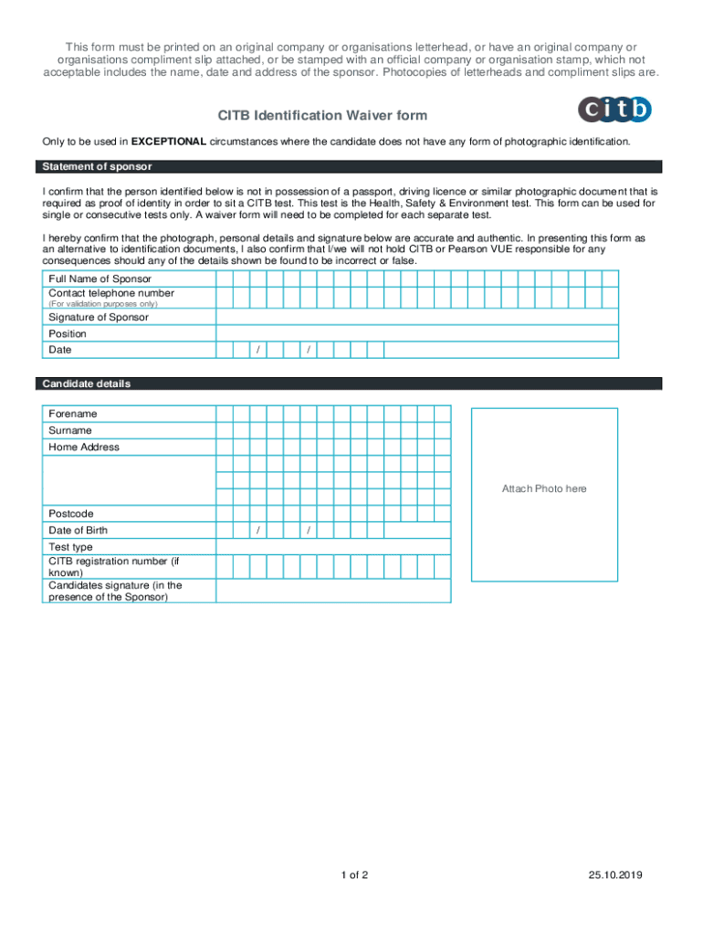 This Form Must Be Printed on an Original Company or Organisations Letterhead, or Have an Original Company or