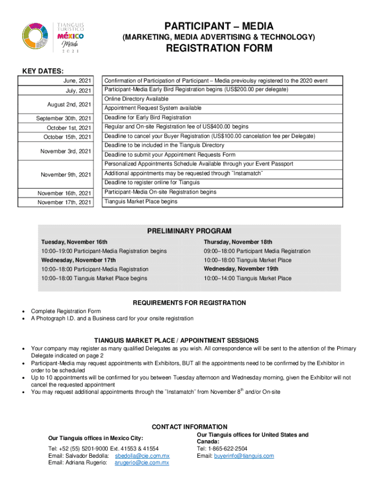 MARKETING, MEDIA ADVERTISING &amp; TECHNOLOGY REGISTRATION FORM